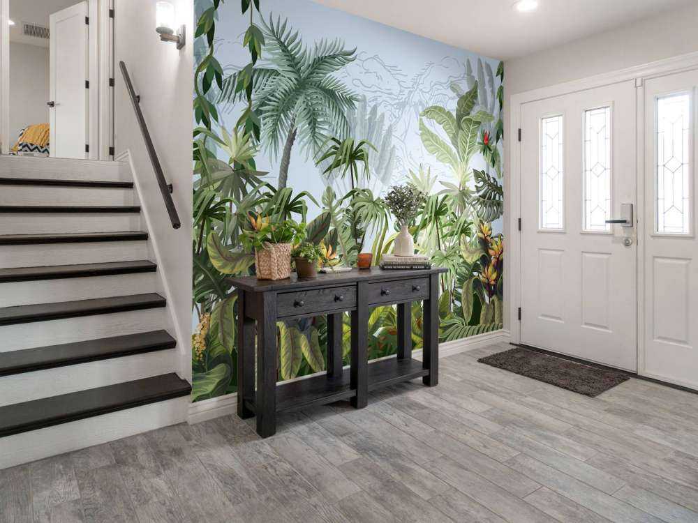 Jungle trees and flowers