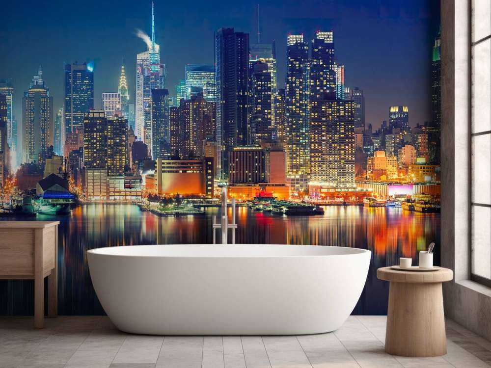 Photo wallpaper New York skyline at night