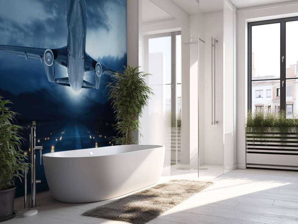 Rising plane with dark sky