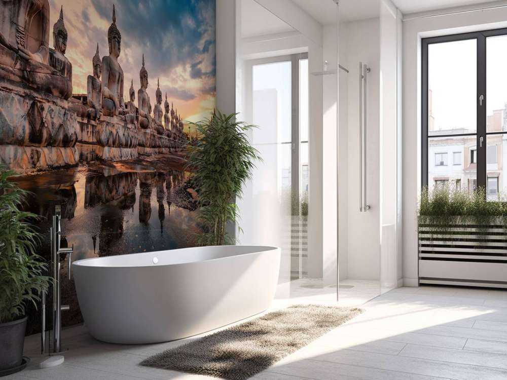 Buddha statues on water