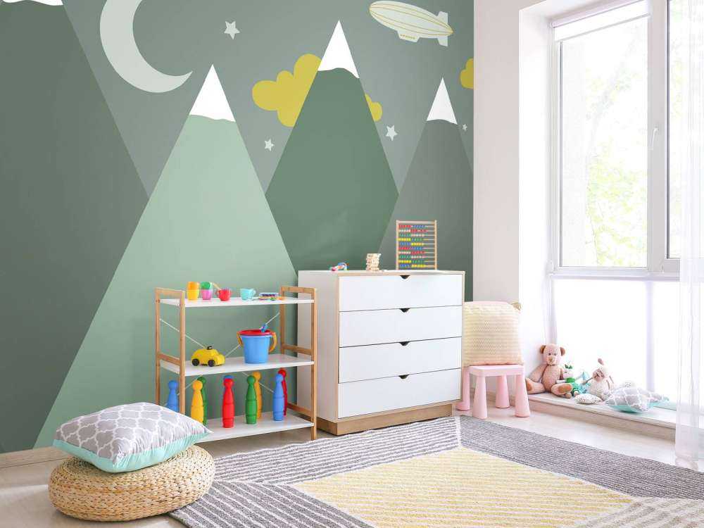 Green mountains at night