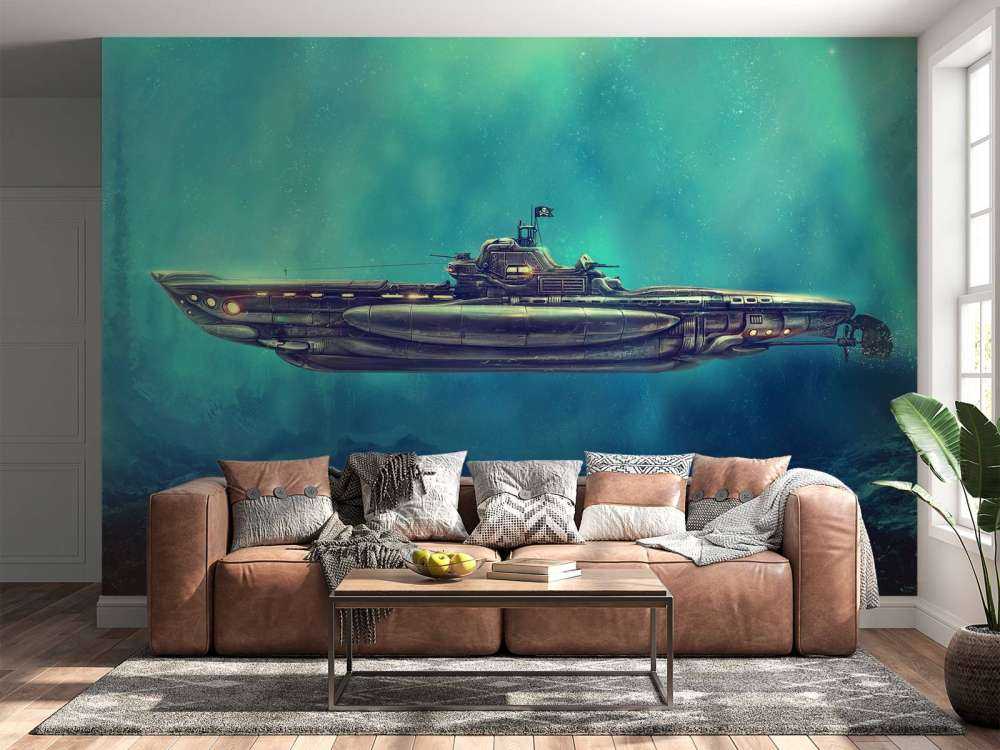 Pirate submarine in the underwater world