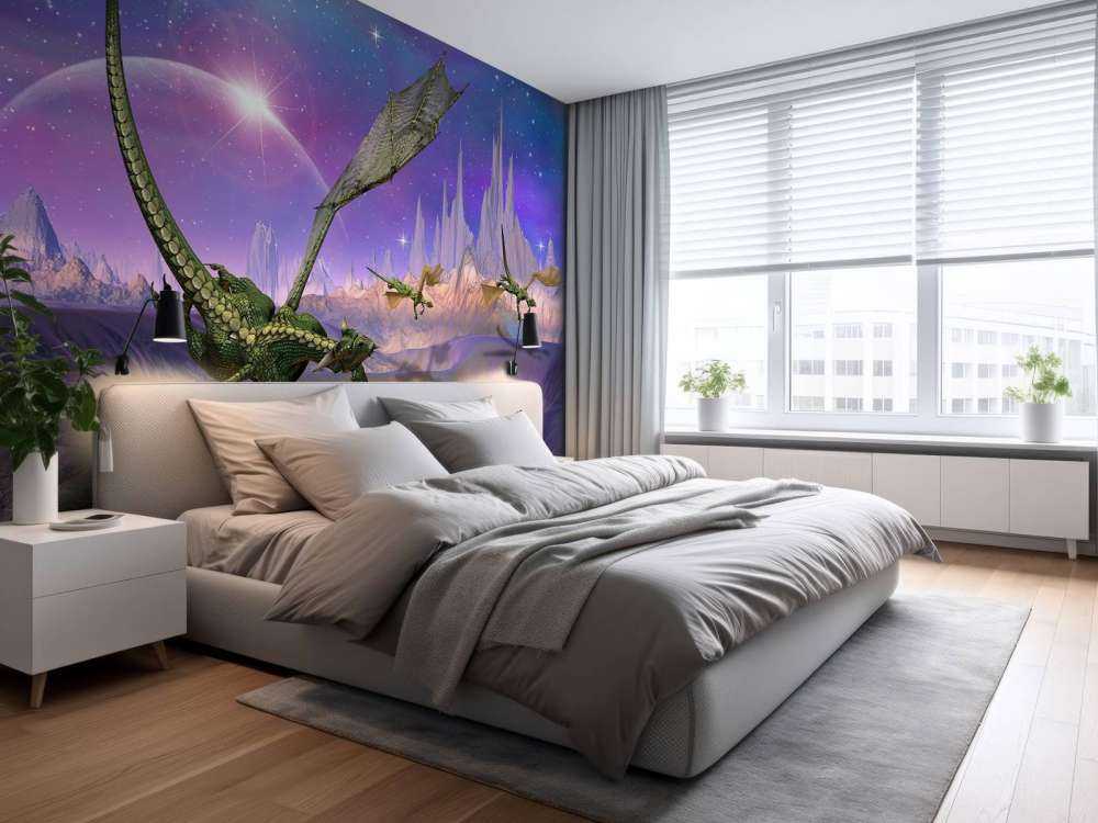 Dragons in a fantasy landscape