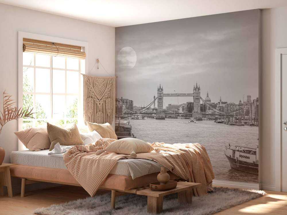 Cityscape of London in black and white