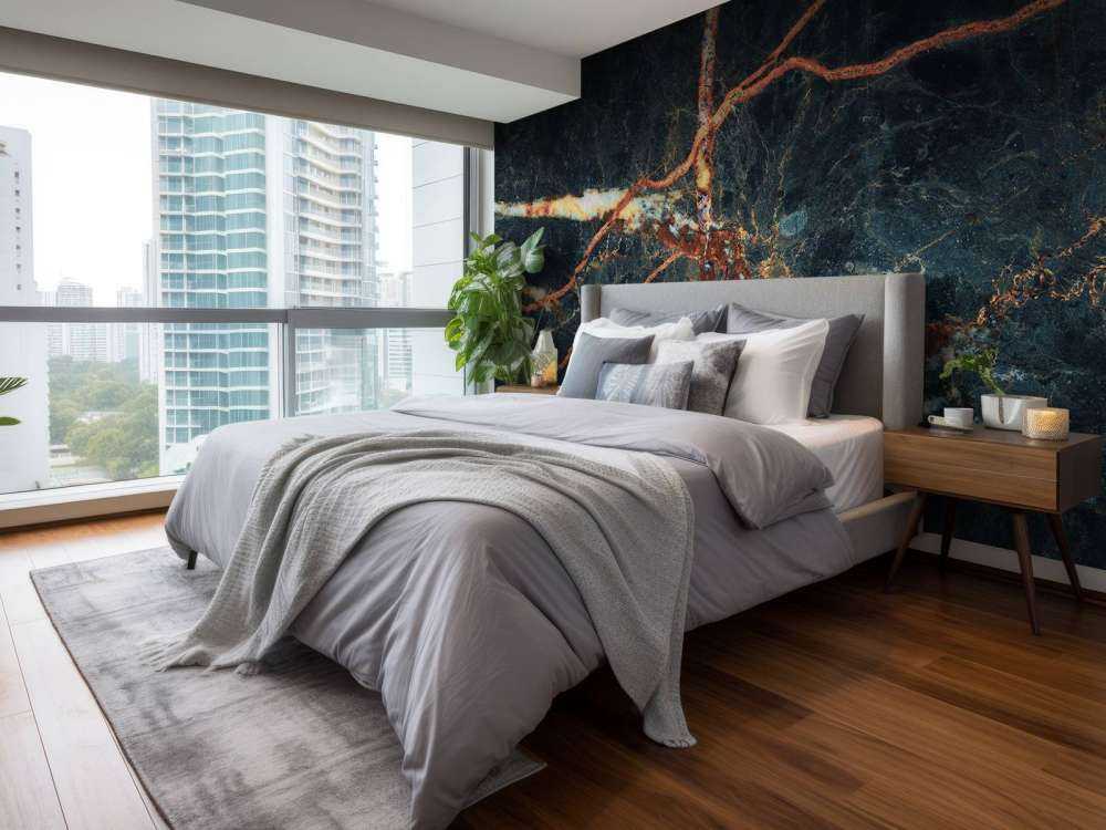 Blue marble with copper colour