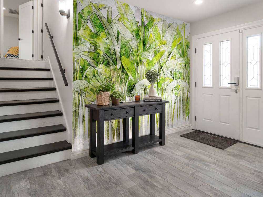 Large drawn palm leaves