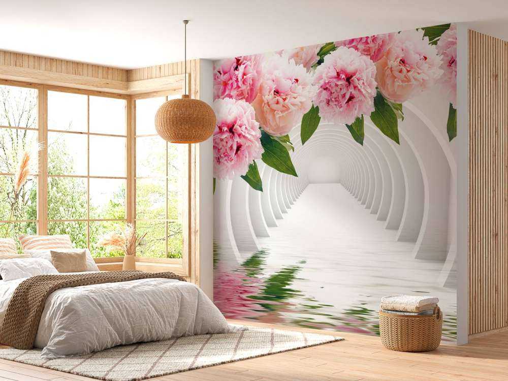 Tunnel with peonies