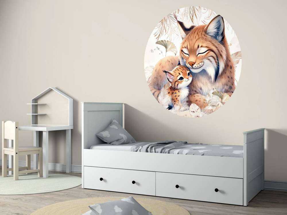 Loving lynx with young