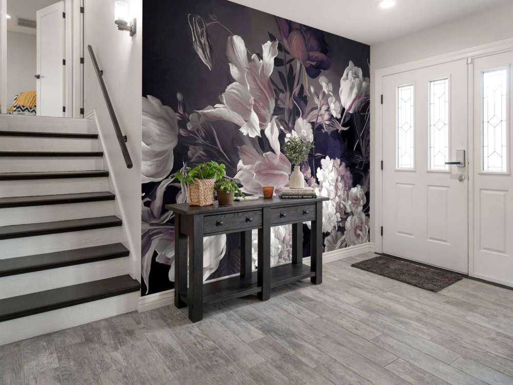 Bouquet with purple tulips