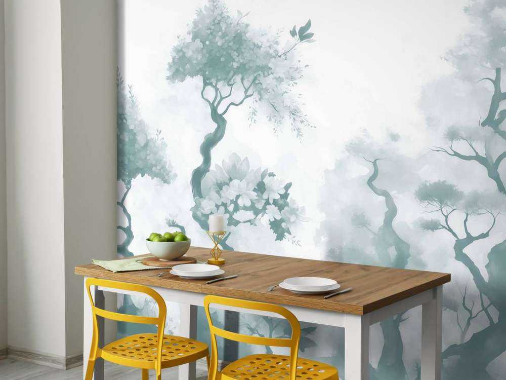 Blooming green trees