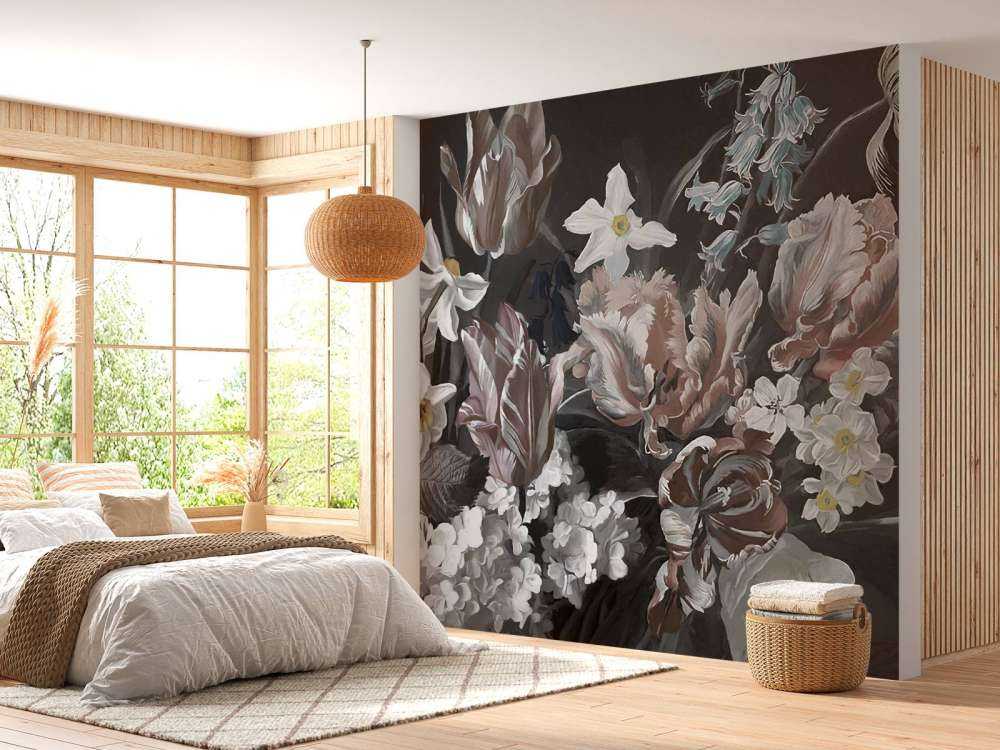 Bouquet with orange peonies