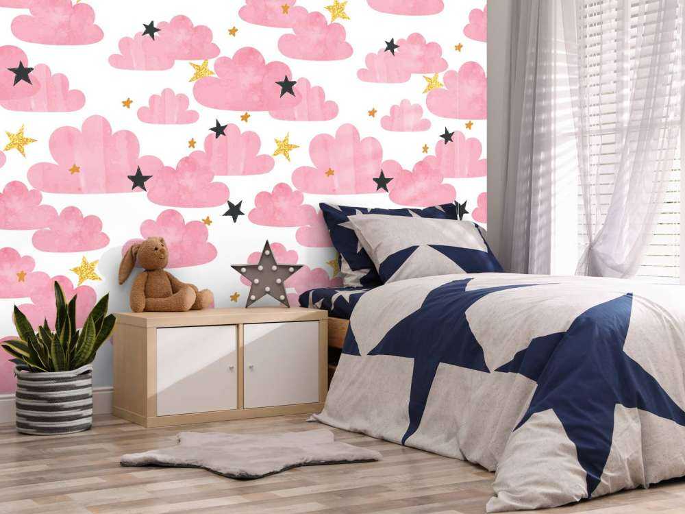 Watercolor clouds, pink