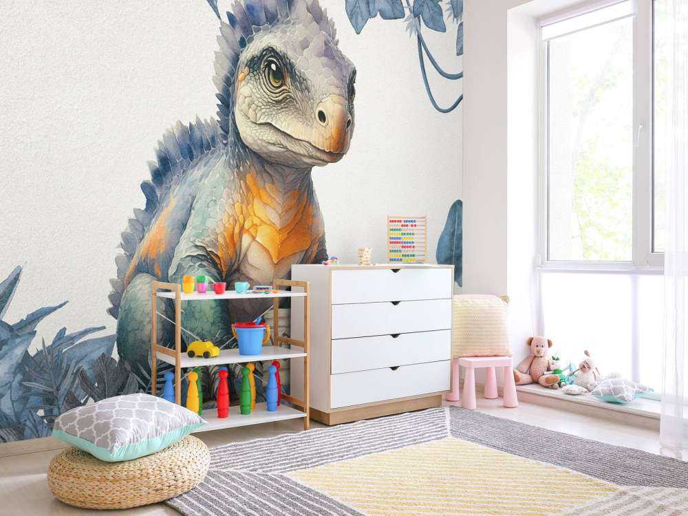 Baby ankylosaurus in the blue jungle