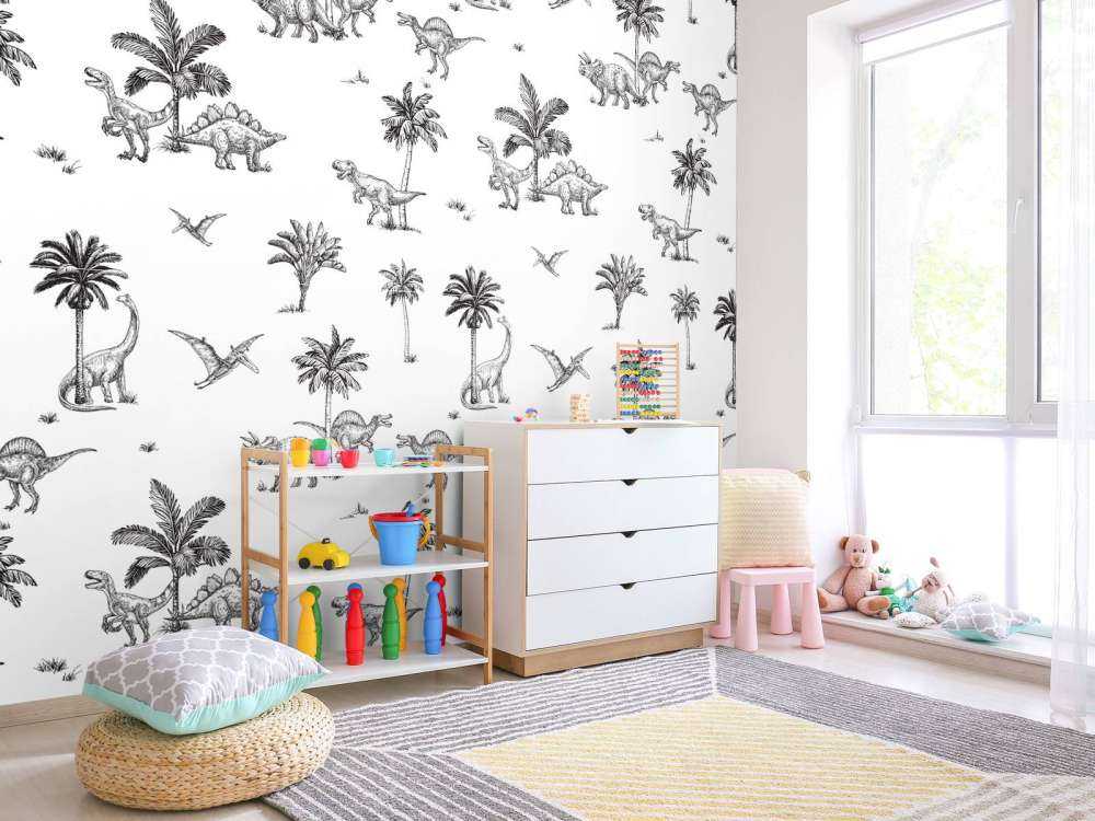 Dino pattern in black and white