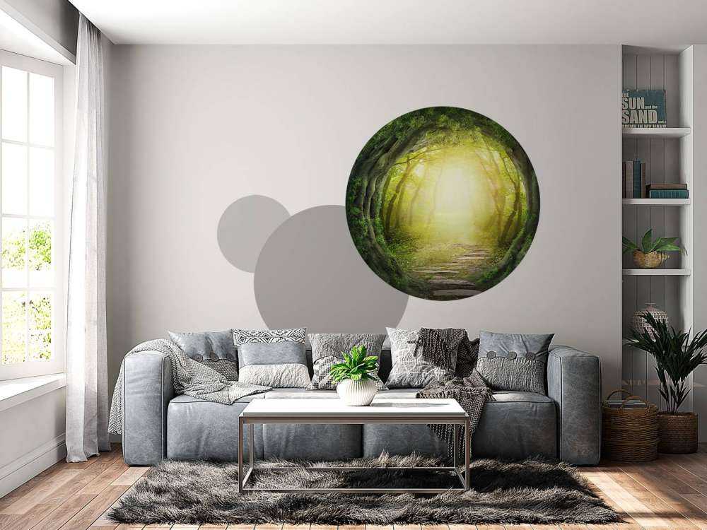 Stone path through forest