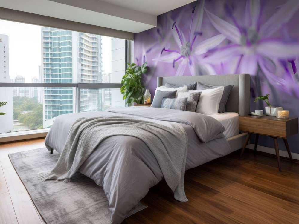 Purple allium flowers