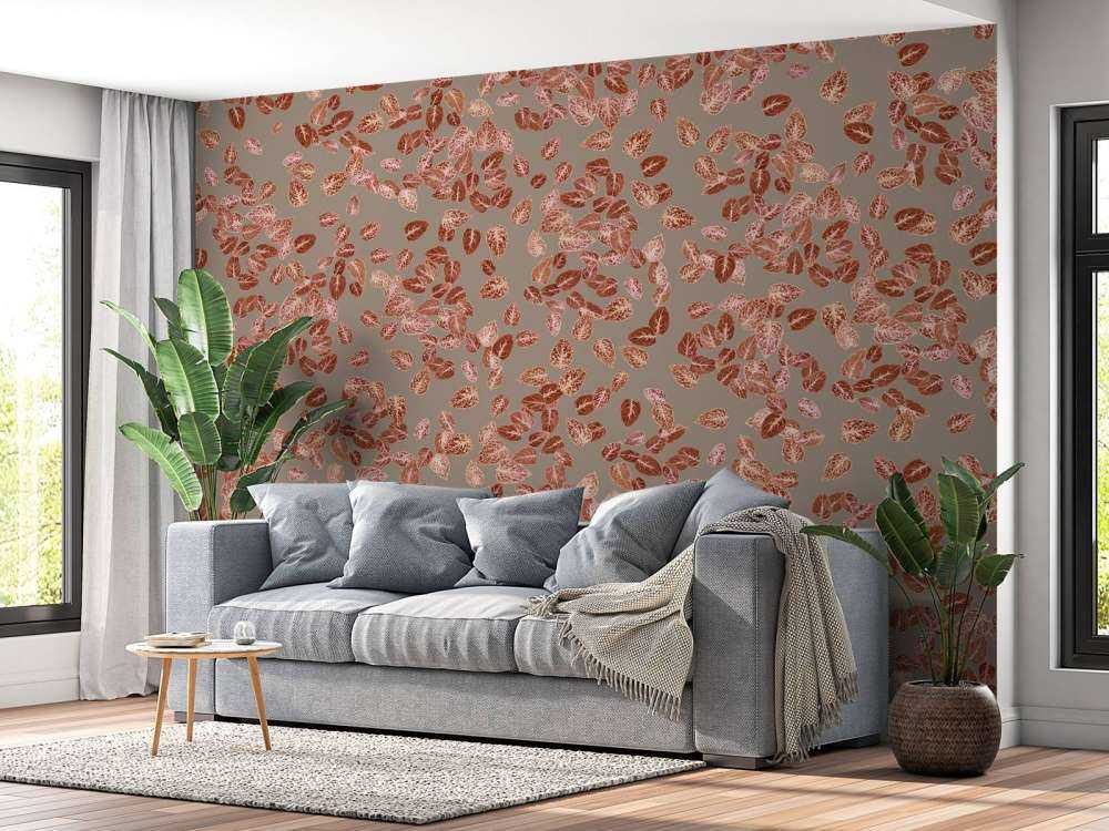 Small leaves on taupe