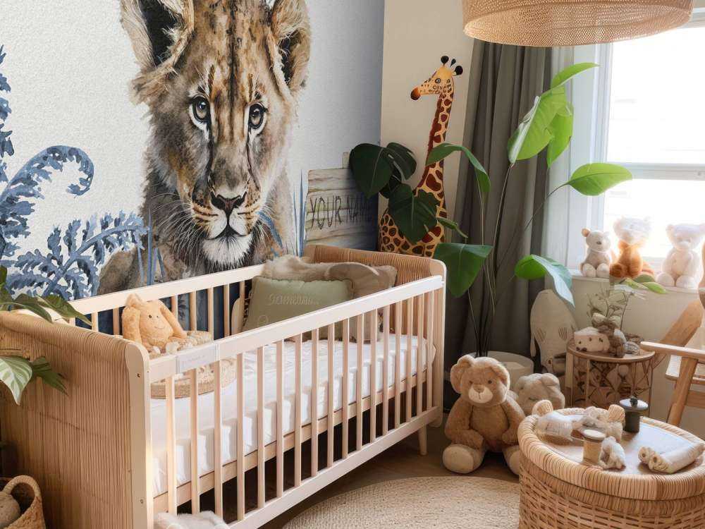 Young lion in the jungle blue