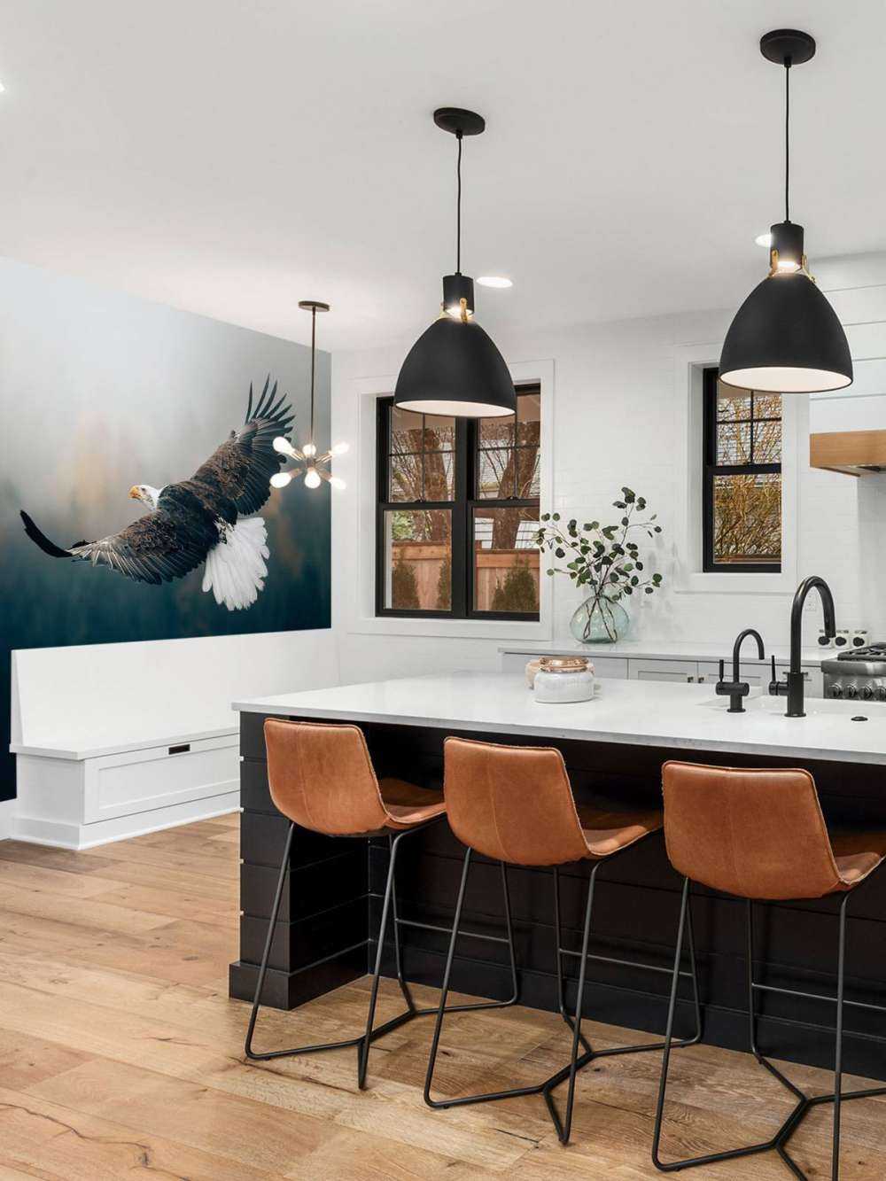 Bald eagle above the forest