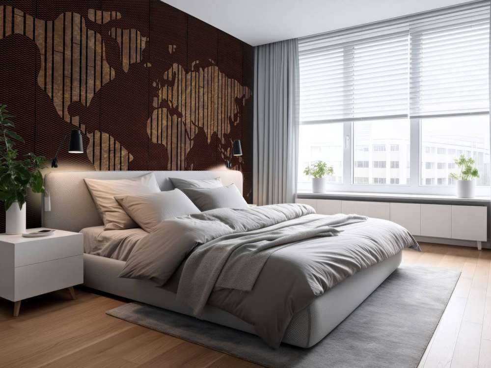 World map with wood structure