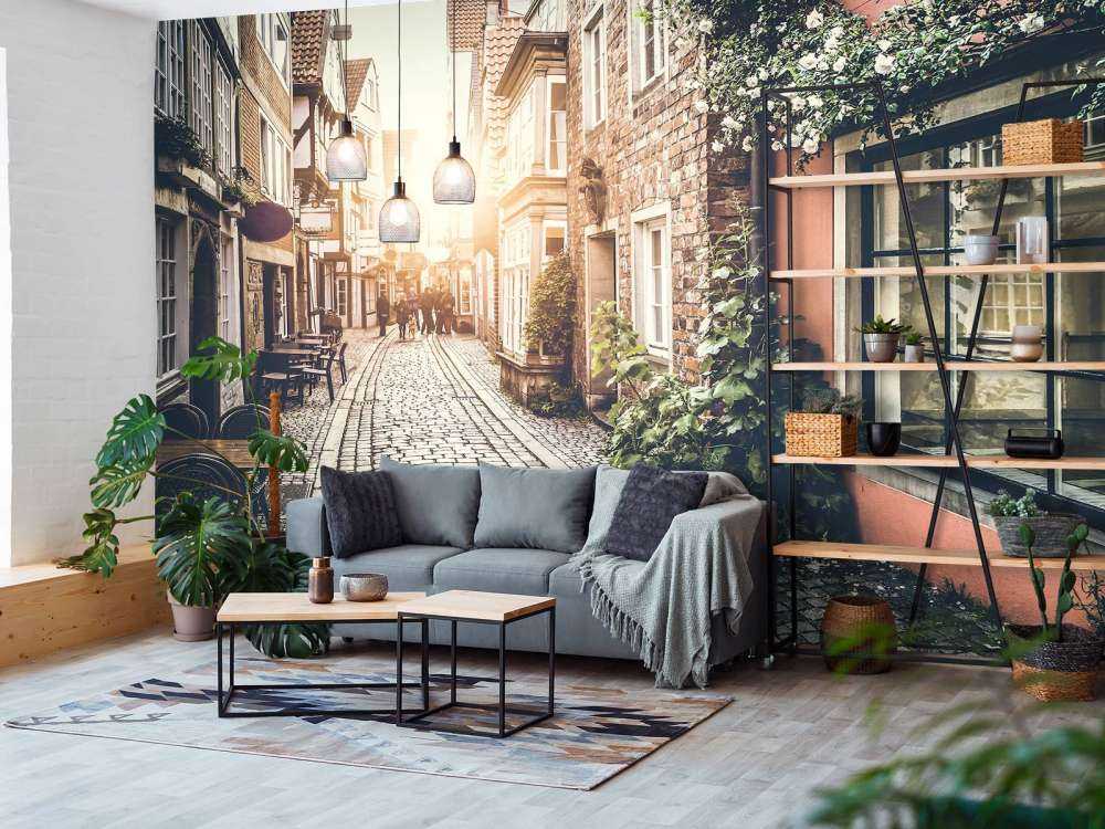 Sunset in an old street