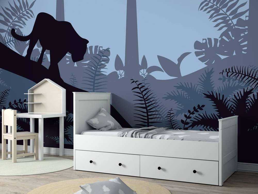 Leopard in a blue jungle