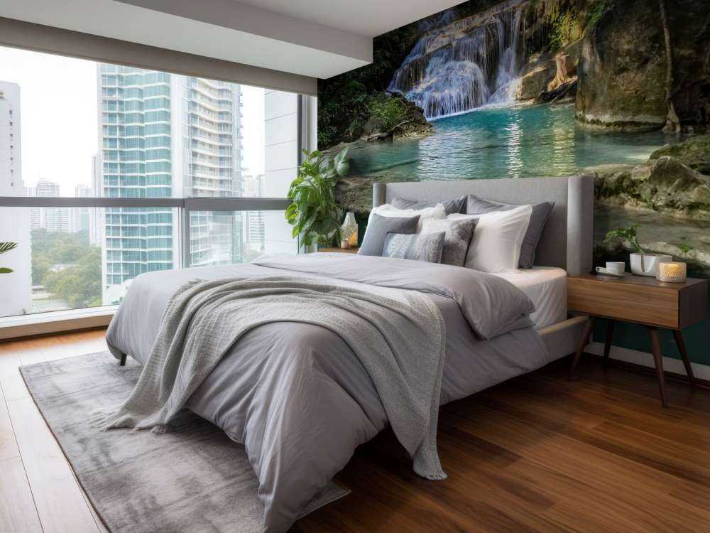 Fishing at a waterfall