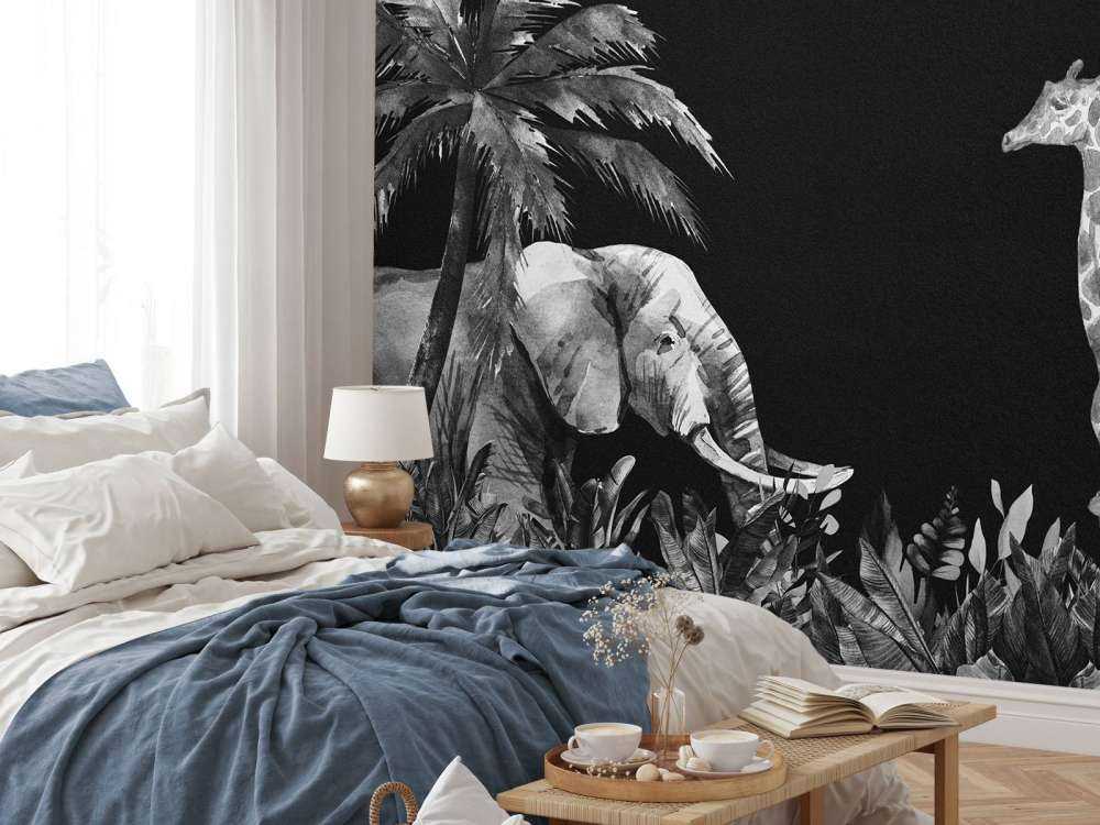 Black and white jungle animals