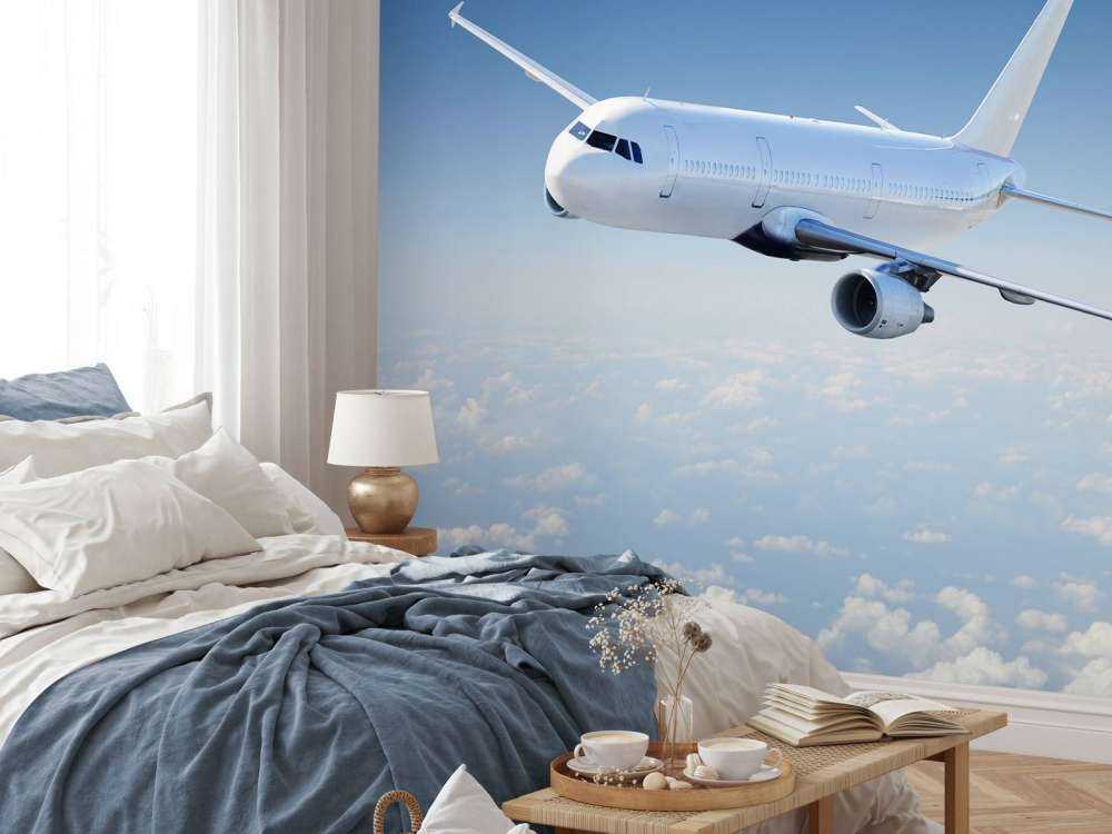 Airplane above the clouds