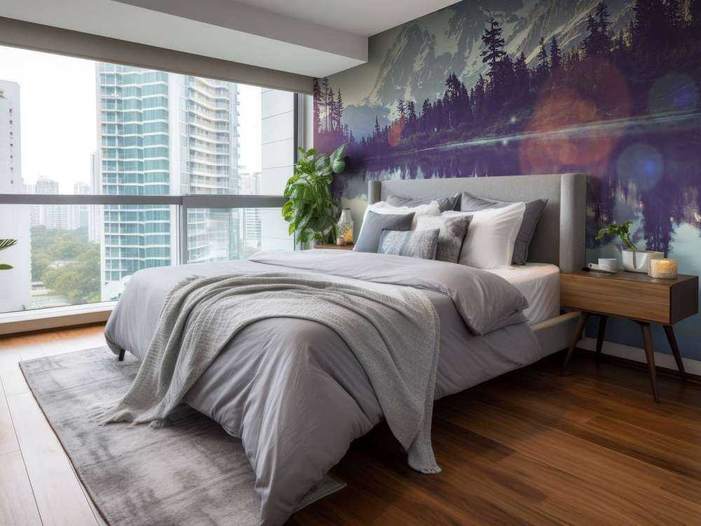 Mountain lake with forest