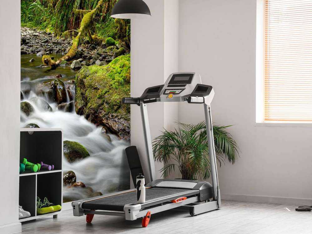 Green rock with river