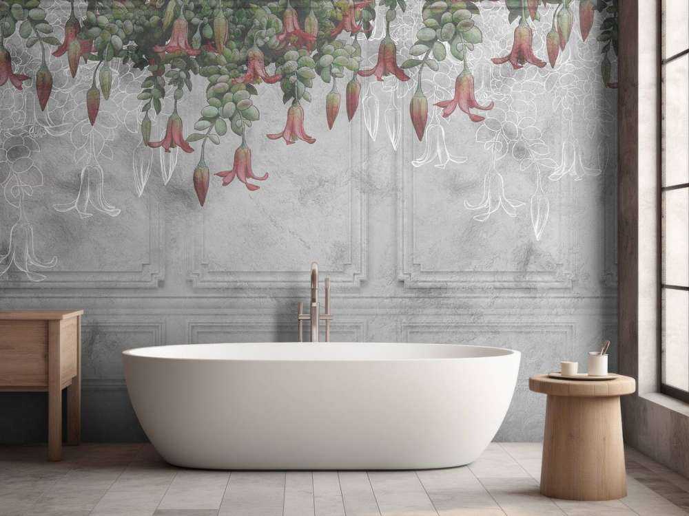 Classic gray paneling with flowers