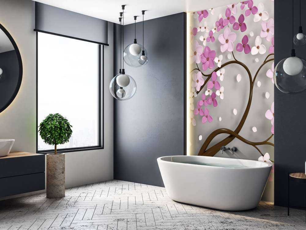 Tree with purple white flowers