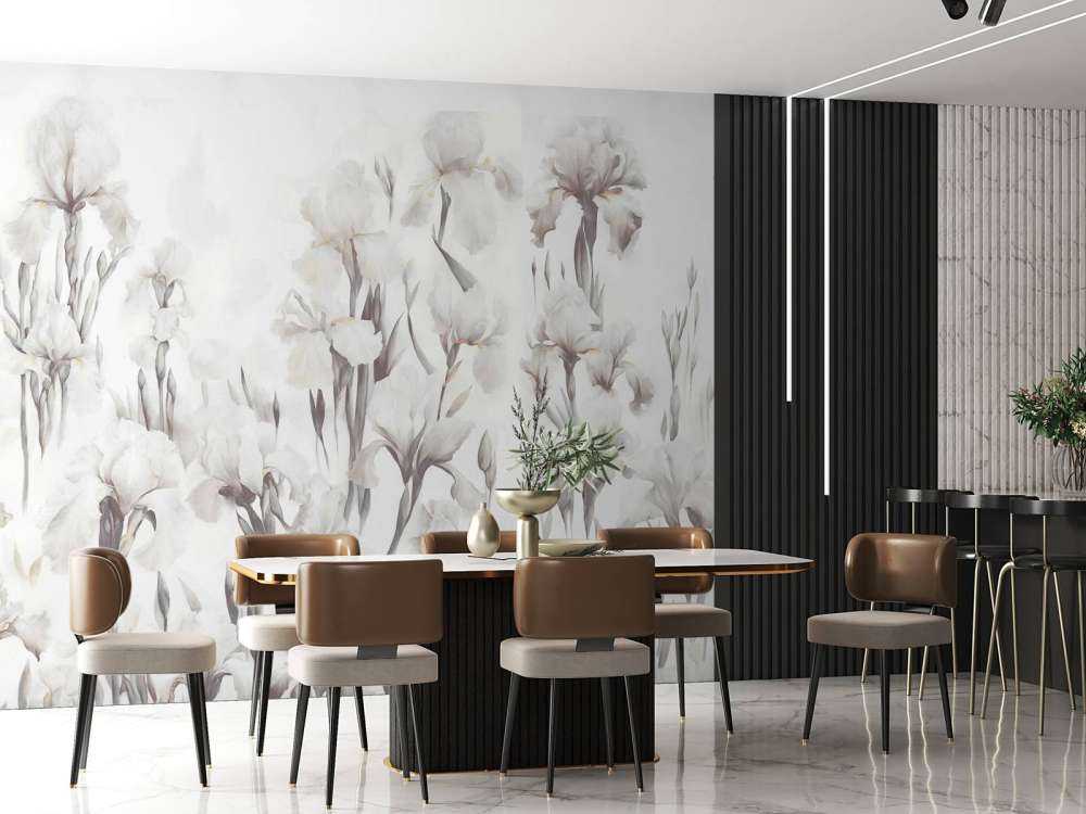 Irises Dance Seamless Muted Beige