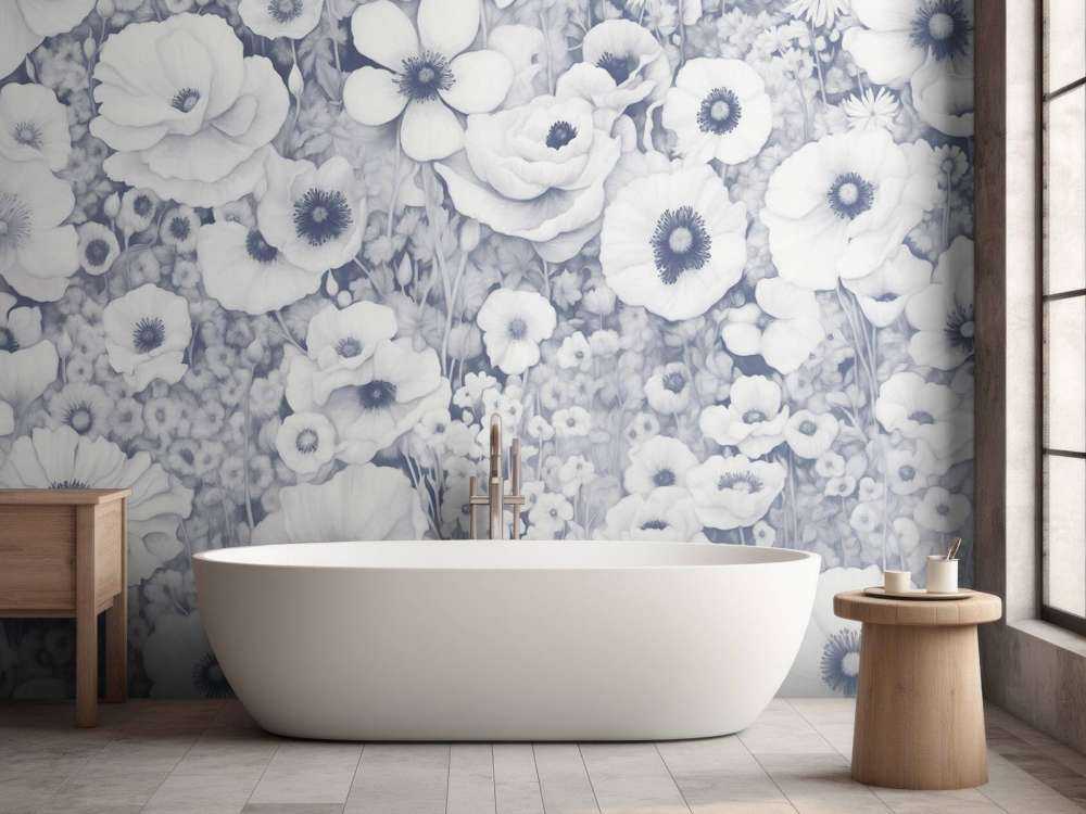 Poppy Tale Monochrome Blue