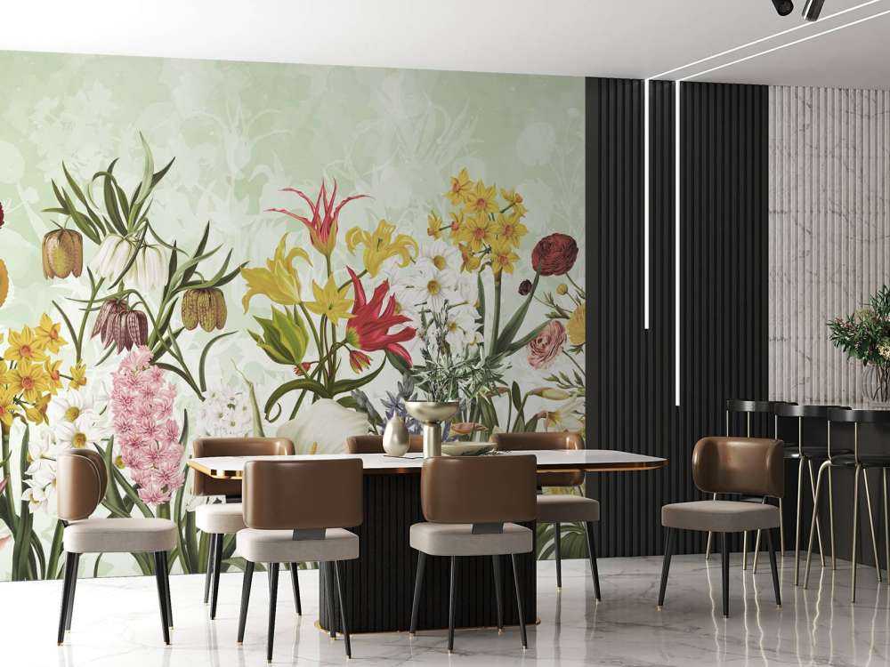 Spring Flowers - Fresh Mint Green