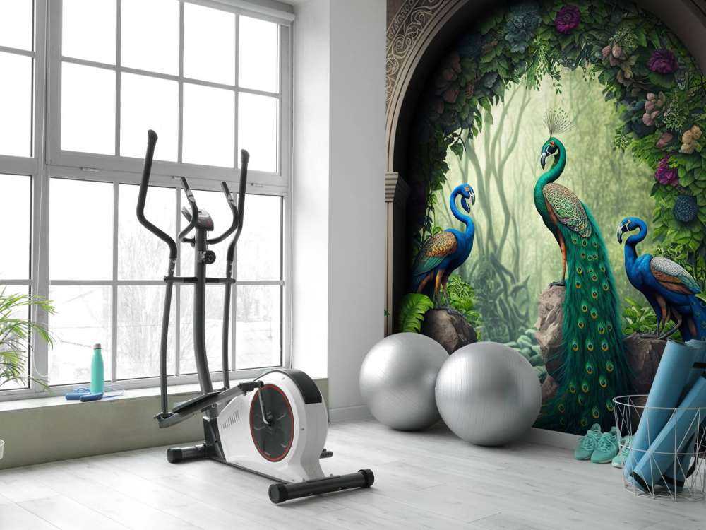 Peacock Trio in Secret Garden