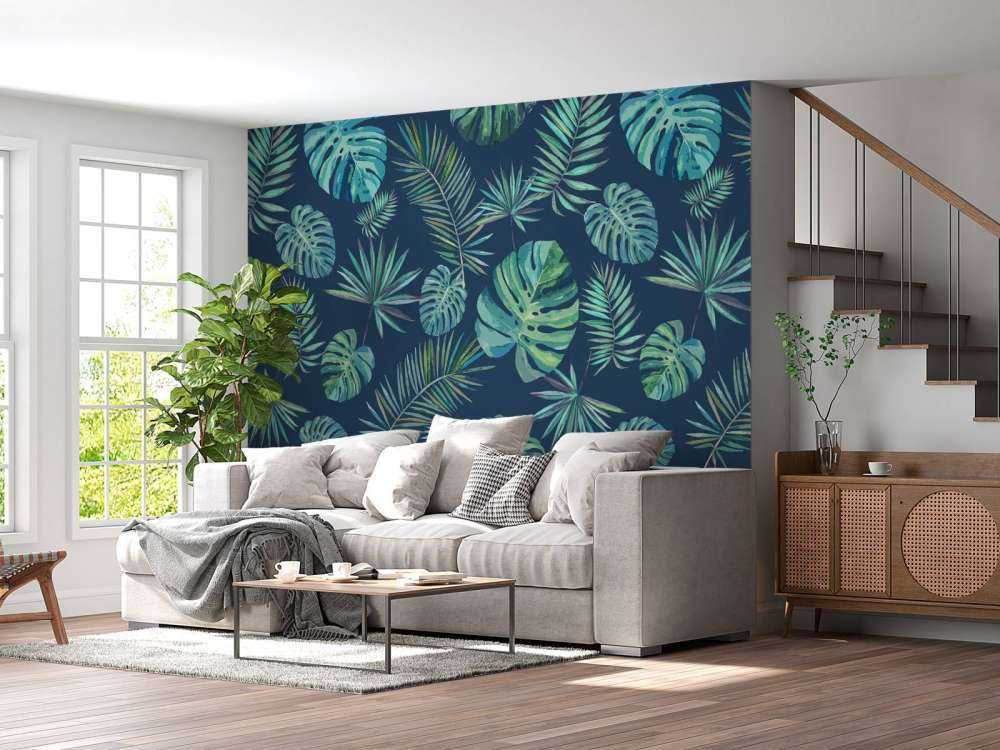 Palm leaves and monstera