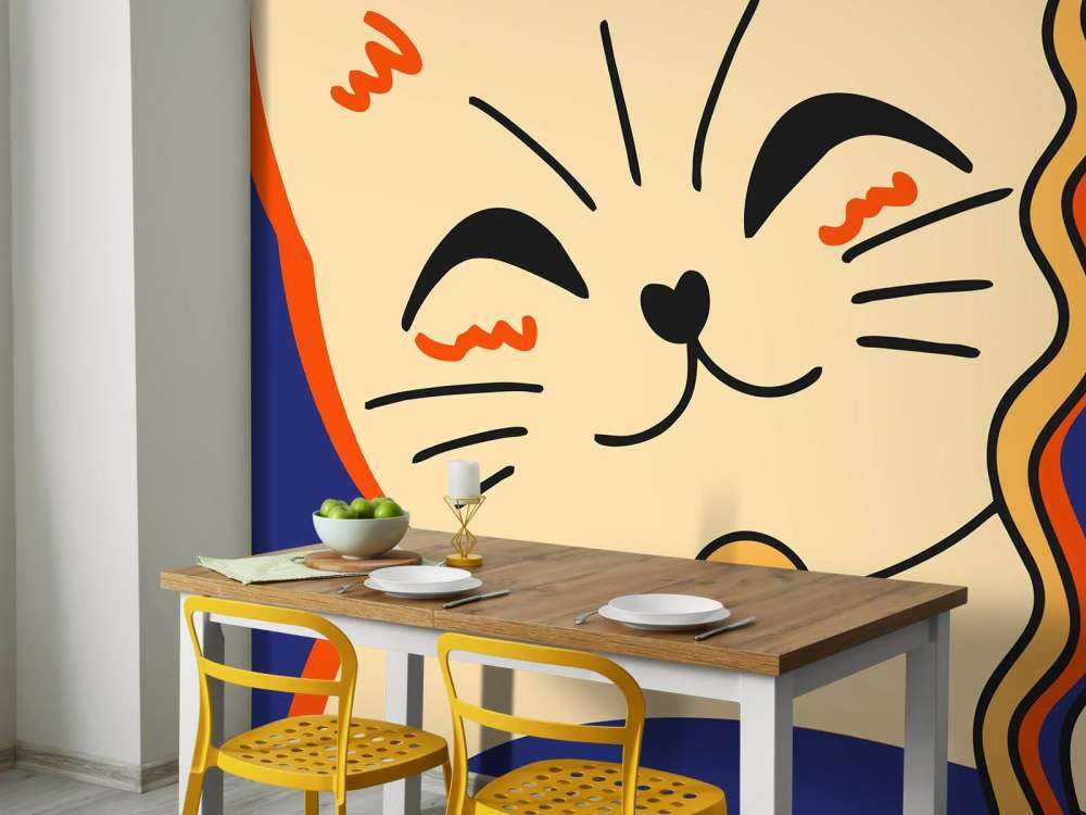 Close-up kat met noedels