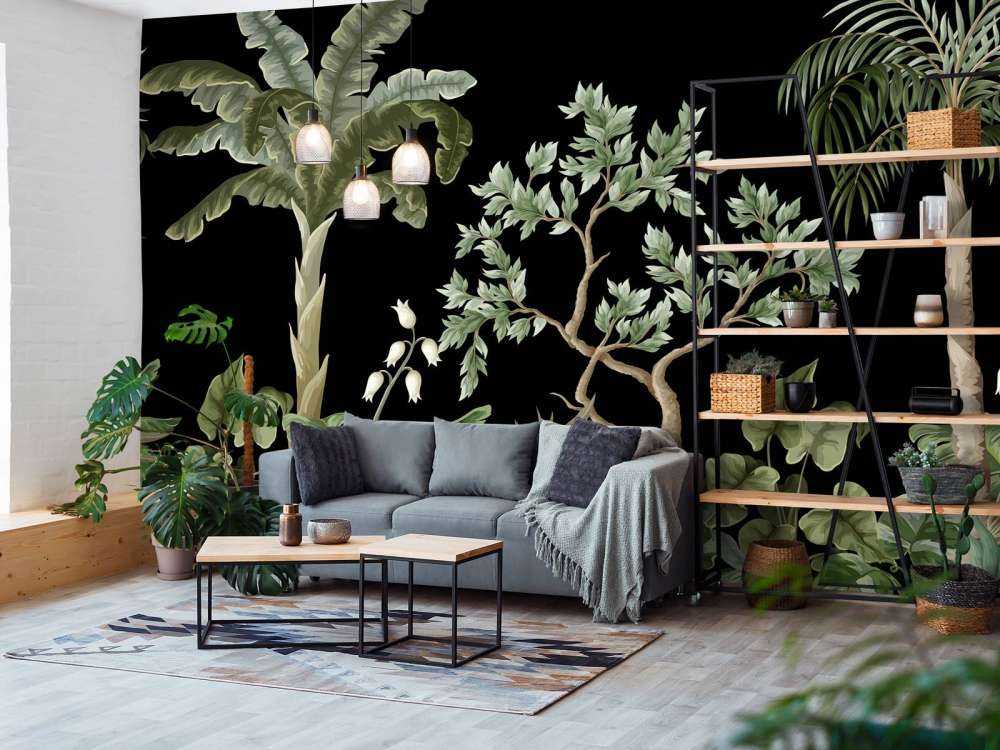 Trees with dark background