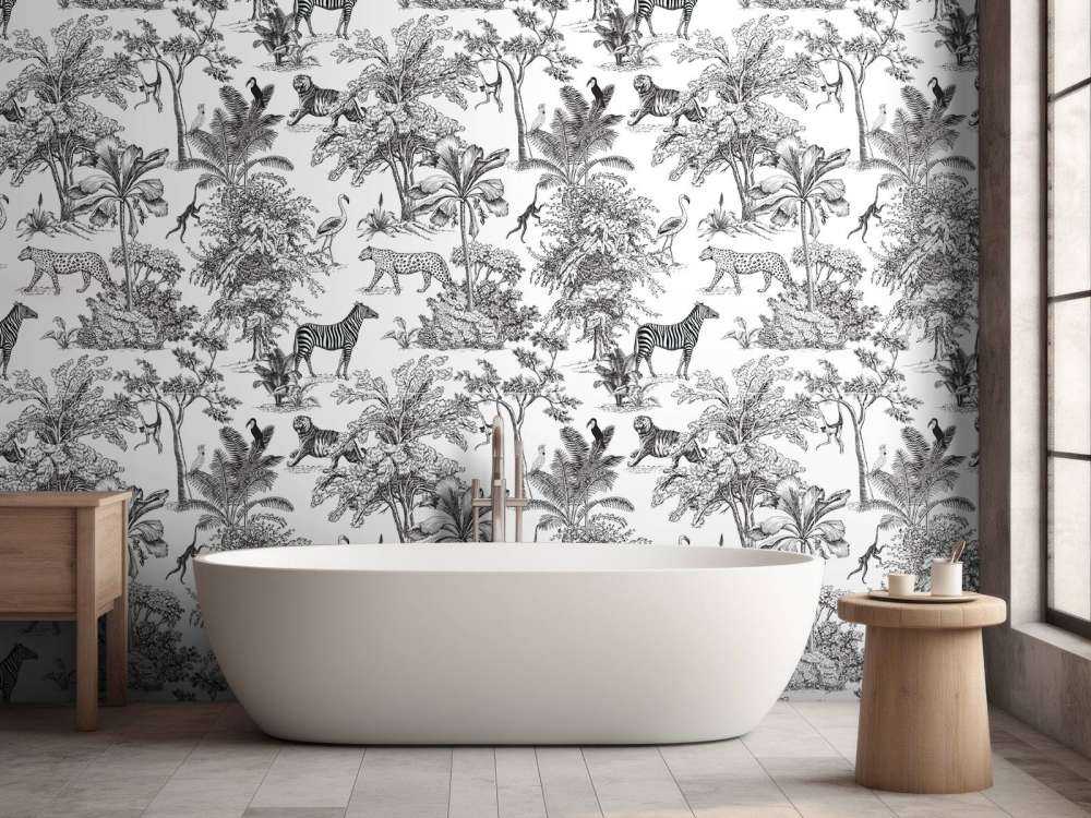 Jungle patroon in zwart-wit