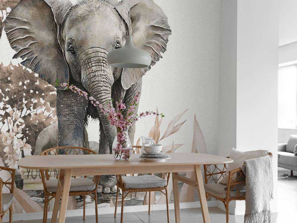 Elephant in the jungle taupe