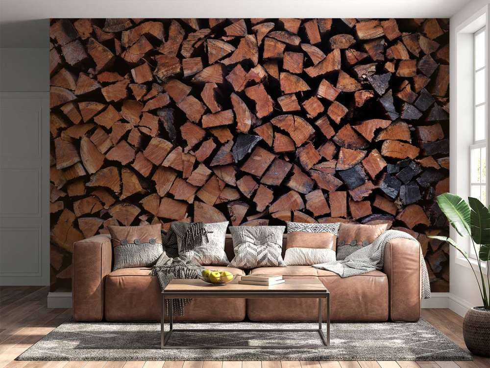 Split and stacked wood