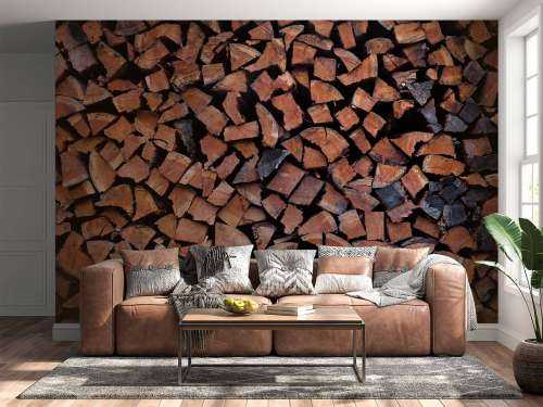 Split and stacked wood