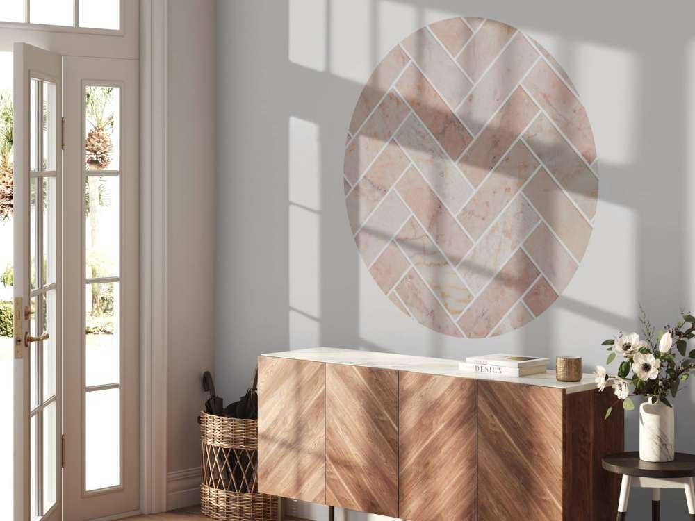 Pink marble herringbone
