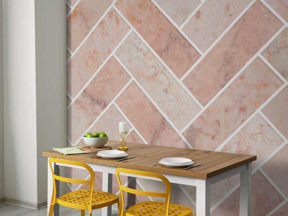 Pink marble herringbone