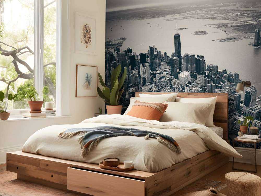 New York luchtfoto in zwart-wit