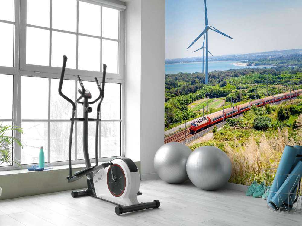 Rode trein langs windmolens