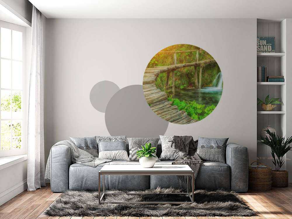 Wooden bridge with sunlight