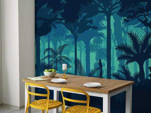 Blue jungle silhouette